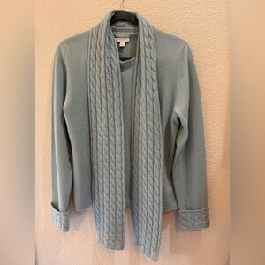 Cashmere Sweater with Cable Knit Scarf